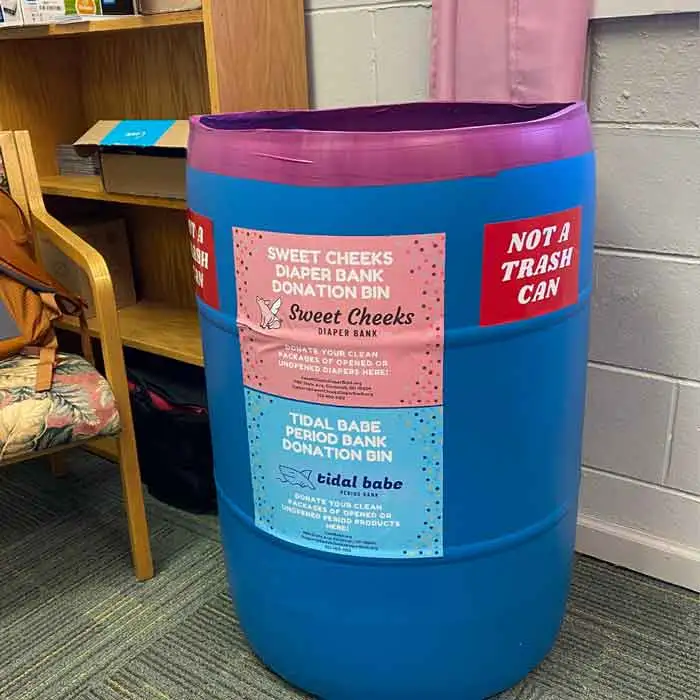 Diaper donation bin found throughout Cincinnati.