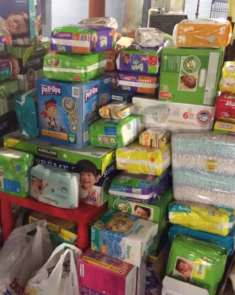 Diaper donations to Sweet Cheeks Diaper Bank.