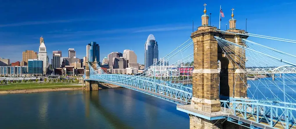 A bridge on the Ohio River in Cincinnati, Ohio.